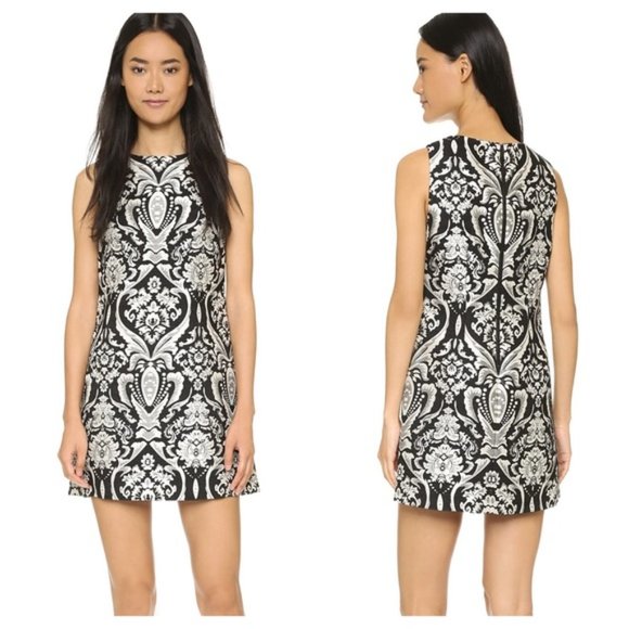 Alice + Olivia Dresses & Skirts - Alice + Olivia Floral Jacquard Shift Dress Black